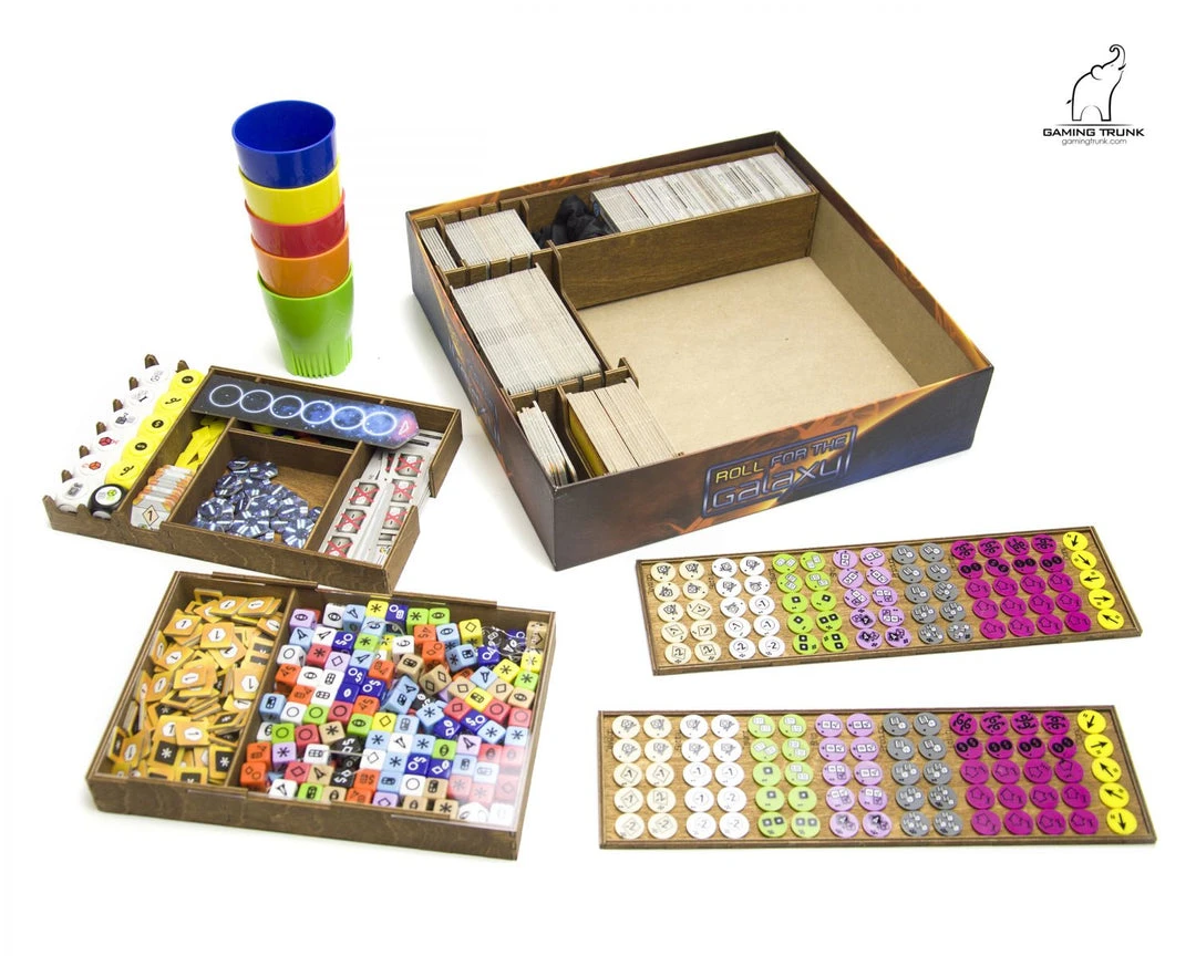Gaming Trunk - Galactic Roll Organizer For Roll For The Galaxy (Walnut) 2 Gaming Trunk - Galactic Roll Organizer For Roll For The Galaxy (Walnut)