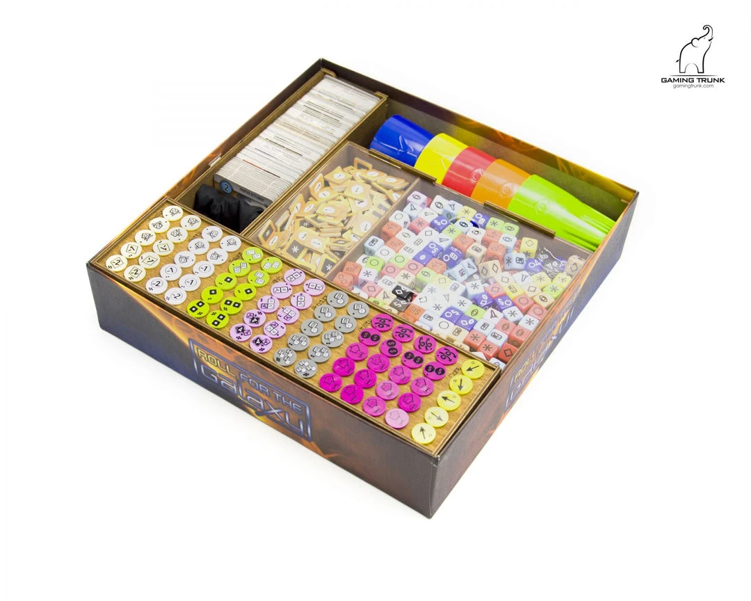 Gaming Trunk - Galactic Roll Organizer For Roll For The Galaxy (Walnut) 4 Gaming Trunk - Galactic Roll Organizer For Roll For The Galaxy (Walnut)