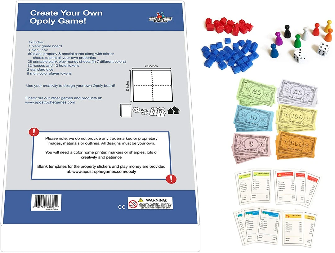 Apostrophe Games - Create Your Own Opoly Game (Blank Game Board, Box & Opoly Accessories) Board Games 1 Apostrophe Games - Create Your Own Opoly Game (Blank Game Board, Box & Opoly Accessories) Board Games