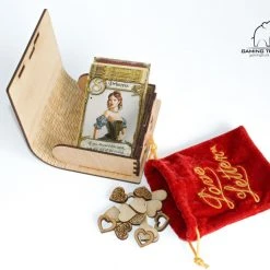 Gaming Trunk - Secret Letter Case And 14 Wooden Heart Tokens For Love Letter (Walnut)