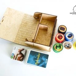 Gaming Trunk - Splendid Box For Sleeved Cards, For Splendor Plus Nobles Promo Tiles Case (Walnut)